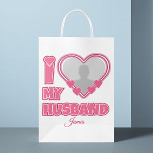 Personalised I Love My Husband – Add Photo & Name Medium Gift Bag