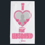 Personalised I Love My Husband – Add Photo & Name Small Gift Bag<br><div class="desc">Find awesome, funny, and delightfully crazy gifts that perfectly capture your love! Whether you're hunting for romantic gift for wife ideas, best Valentine's gifts for her, meaningful wedding anniversary gifts for wife, or best Christmas gifts for wife, our unique designs add a playful twist. Surprise her with psychotically cute (in...</div>