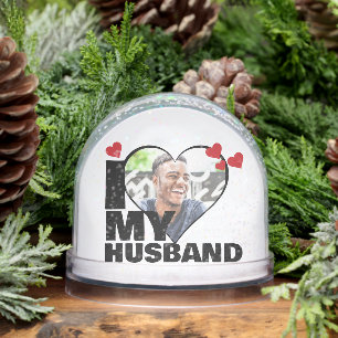 Personalised I Love My Husband Heart Photo Snowglobe