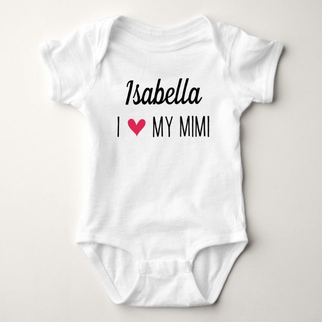 Personalised I Love My Mimi Baby Bodysuit (Front)