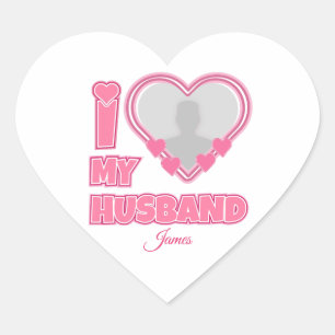 Personalised I Love My Wife – Add Name & Photo Heart Sticker