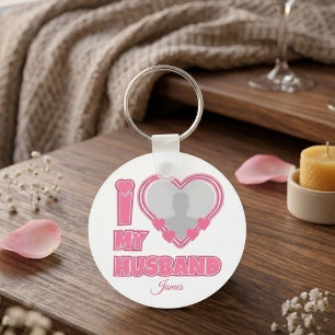 Personalised I Love My Wife – Add Name & Photo Key Ring