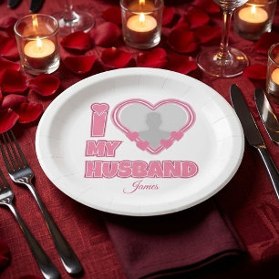 Personalised I Love My Wife – Add Name & Photo Paper Plate