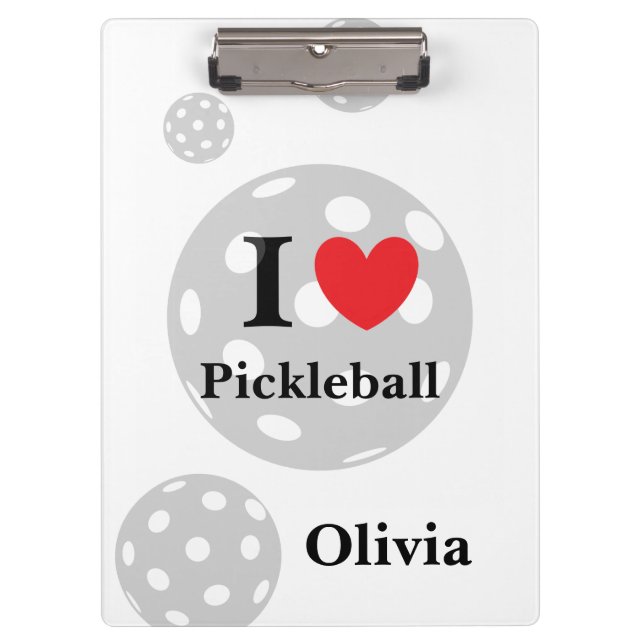 Personalised "I Love Pickleball" Clipboard (Front)