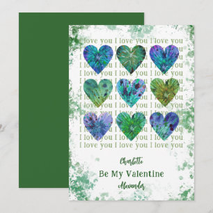 Personalised I Love You Be my Valentine Hearts Holiday Card