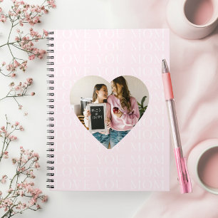 Personalised I Love You Mum Heart Photo  Notebook