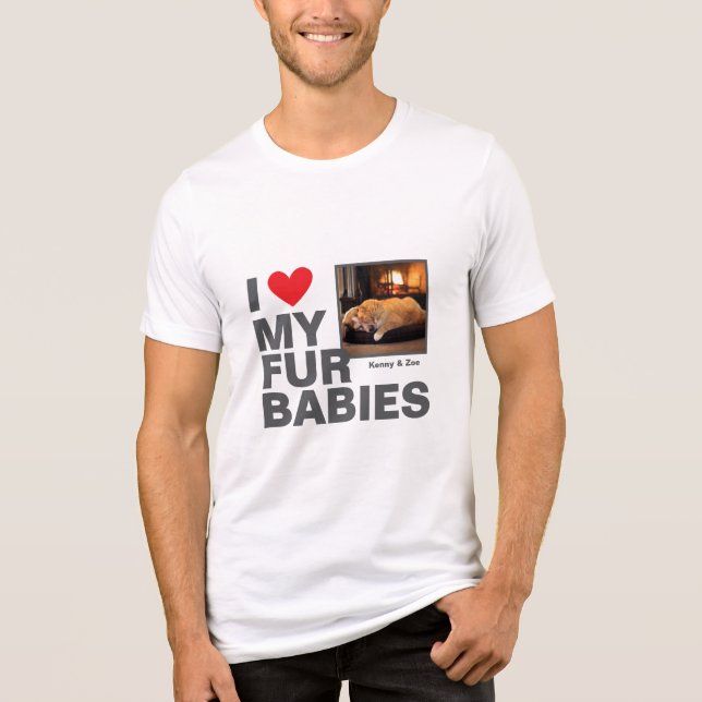 Personalised 'I ❤️ My Fur Babies' Photo Design Tri-Blend Shirt (Front)