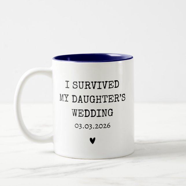 Personalised I Survived My Daughter's Wedding Two-Tone Coffee Mug (Left)