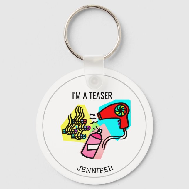 Personalised I Tease Hairdresser Key Ring (Front)