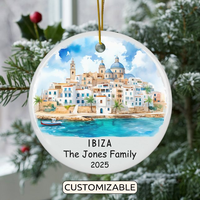 Personalised Ibiza Ornament, Spain Ceramic Tree Decoration (Creator Uploaded)