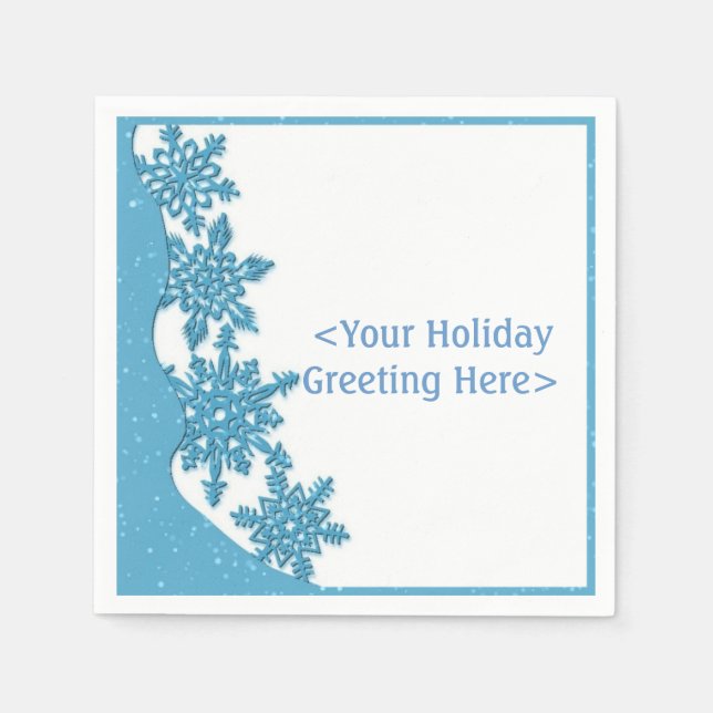 Personalised Ice Blue Christmas Snowflake Napkins (Front)