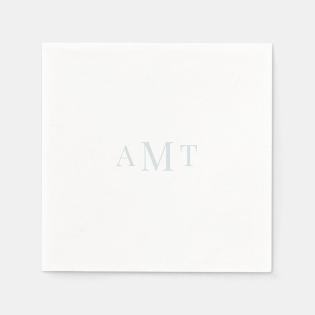 Personalised Ice Blue Monogram Wedding Napkins (Front)
