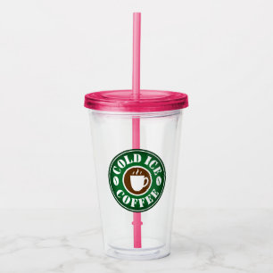 Personalised ice coffee coloured tumbler glass cup