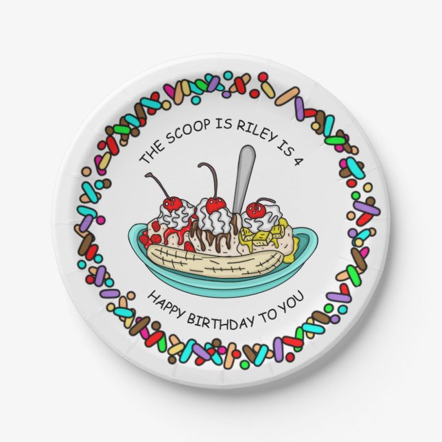 Personalised Ice Cream Birthday Party   Paper Plate (Front)