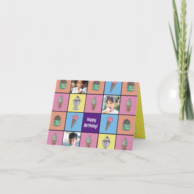 Personalised Ice Cream Photo Birthday Card (Front)