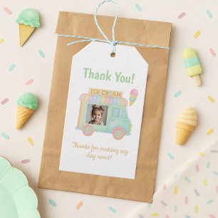 Personalised Ice Cream Truck Birthday Photo Thank Gift Tags