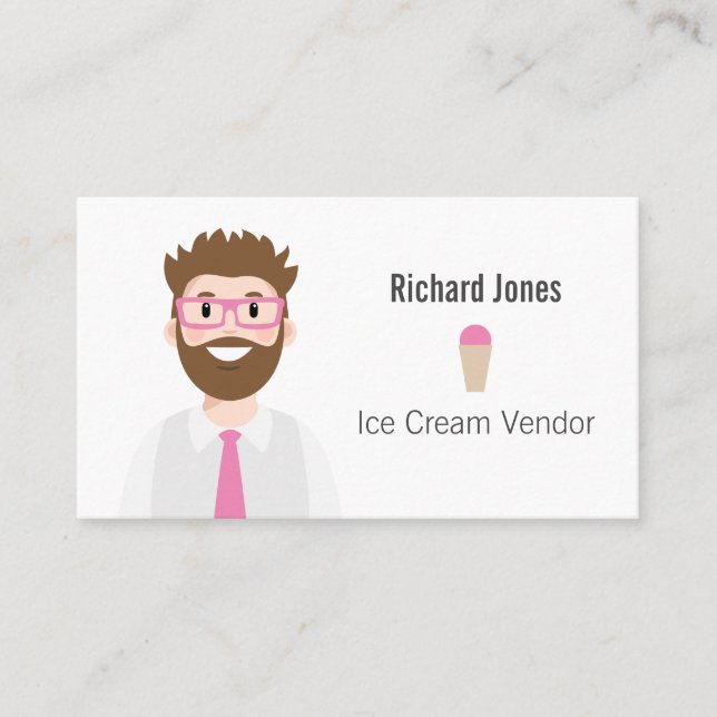 Personalised Ice Cream Vendor Avatar Business Card (Front)