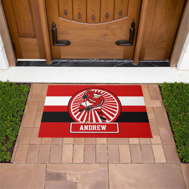 Personalised Ice Hockey player Doormat (Outdoor)