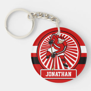 Personalised Ice Hockey player Key Ring
