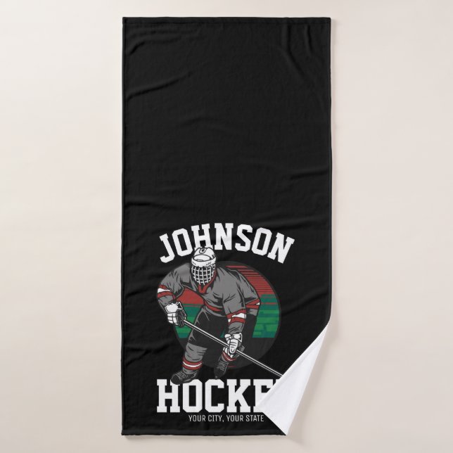 Personalised Ice Hockey Player Team Athlete Name  Bath Towel Set (Bath Towel)