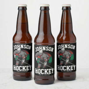 Personalised Ice Hockey Player Team Athlete Name  Beer Bottle Label