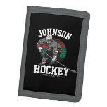 Personalised Ice Hockey Player Team Athlete Name  Trifold Wallet<br><div class="desc">Personalised Ice Hockey Team Player Athlete Custom Design -Customise with Your Name or Custom Text!</div>