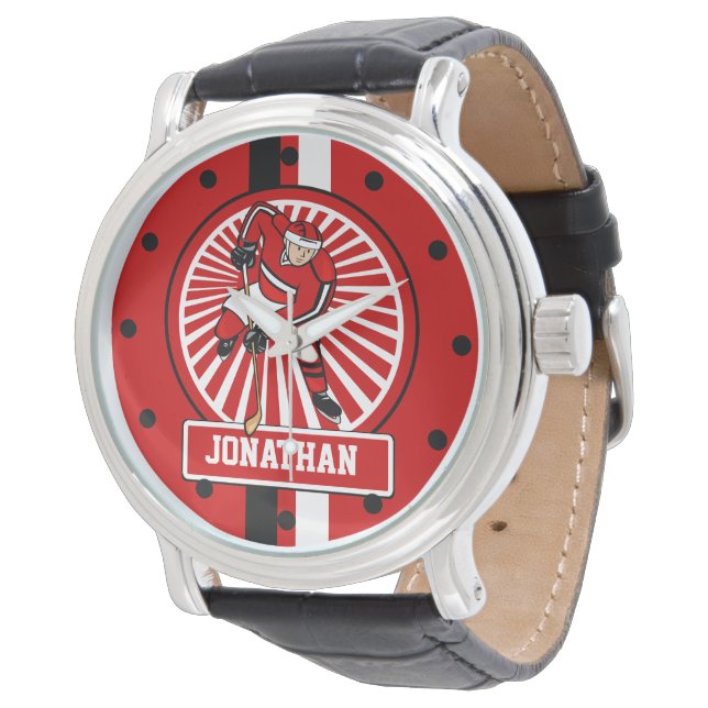 Personalised Ice Hockey player Watch (Angled)