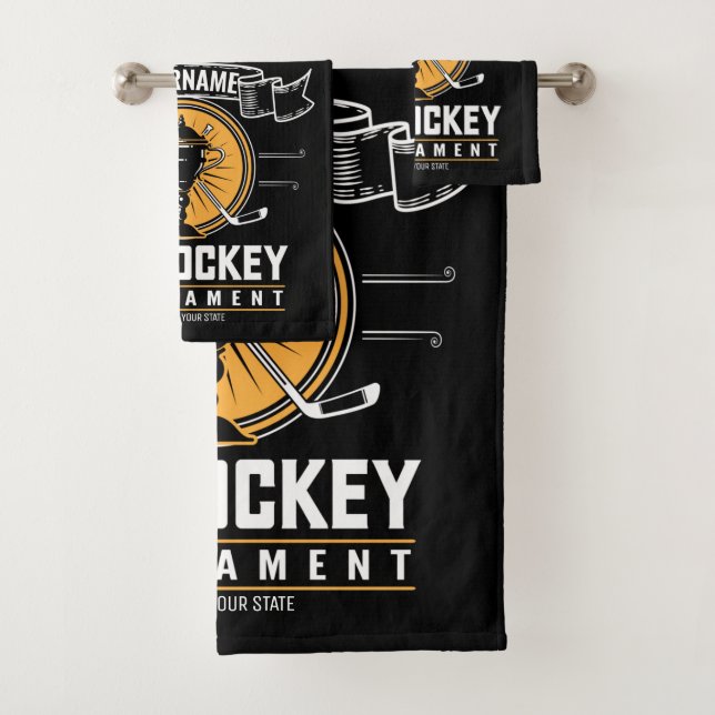 Personalised Ice Hockey Trophy Player Team Game  Bath Towel Set (Insitu)