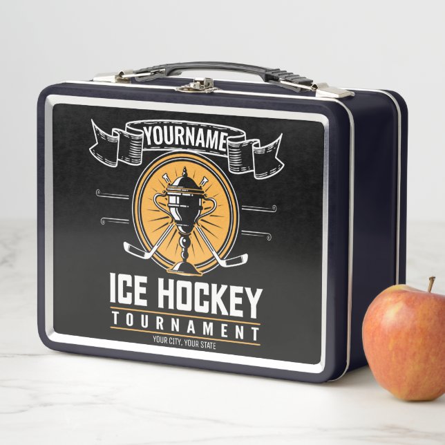 Personalised Ice Hockey Trophy Player Team Game Metal Lunch Box (In Situ)