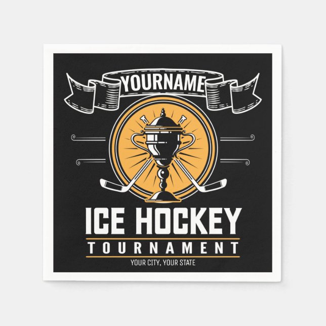 Personalised Ice Hockey Trophy Player Team Game   Napkin (Front)