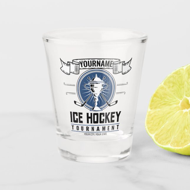 Personalised Ice Hockey Trophy Player Team Game Shot Glass (Front)