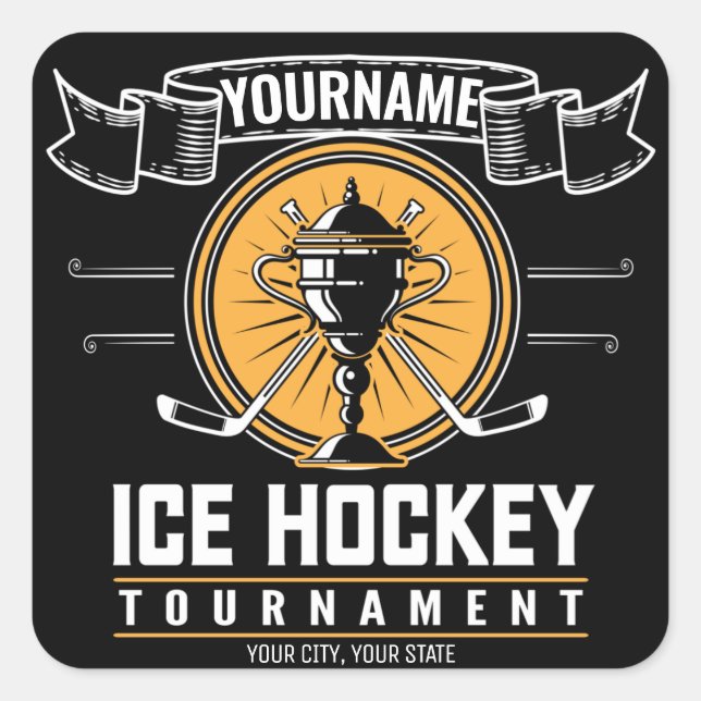 Personalised Ice Hockey Trophy Player Team Game  Square Sticker (Front)