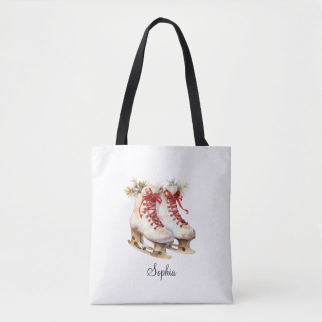 Personalised Ice Skating Tote Bag Custom Name (Front)