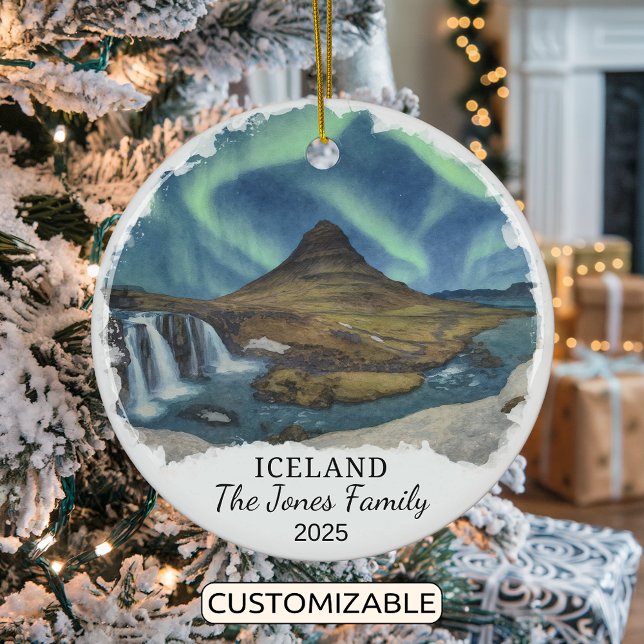 Personalised Iceland Ornament, Iceland Ceramic Tree Decoration (Creator Uploaded)