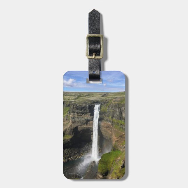 Personalised Iceland waterfall - luggage tag (Front Vertical)