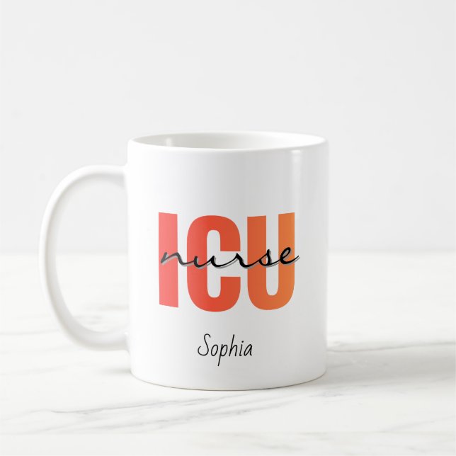 Personalised ICU Nurse Name Coffee Mug (Left)