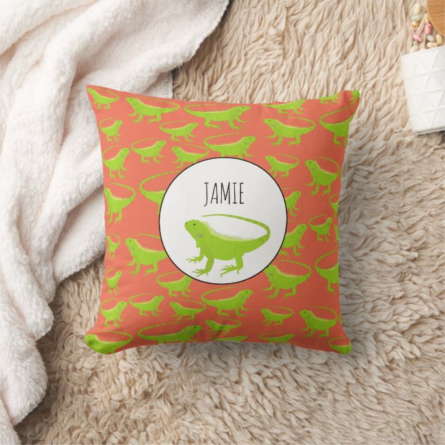Personalised Iguana Lizard Pattern  Cushion (Blanket)