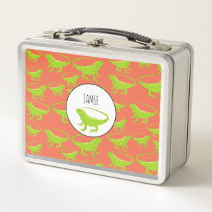 Personalised Iguana Lizard Pattern Metal Lunch Box