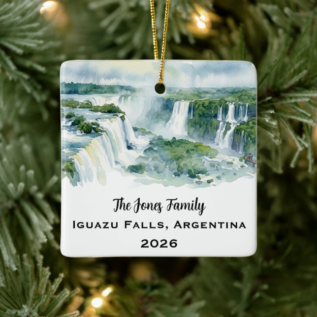 Personalised Iguazu Falls Christmas  Ceramic Ornament (Tree)