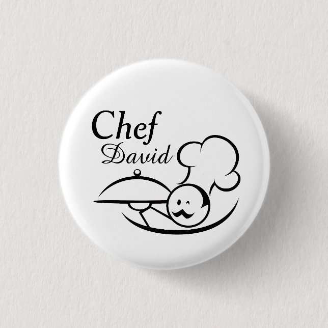 Personalised Illustrated Chef 3 Cm Round Badge (Front)