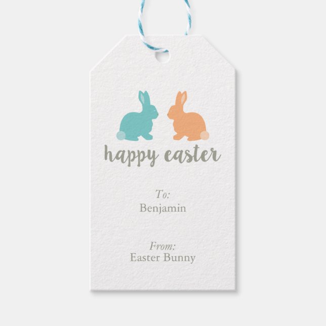 Personalised Illustrated Easter Bunny Gift Tags (Front)
