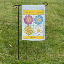 Personalised Illustrated Floral Block Garden Flag