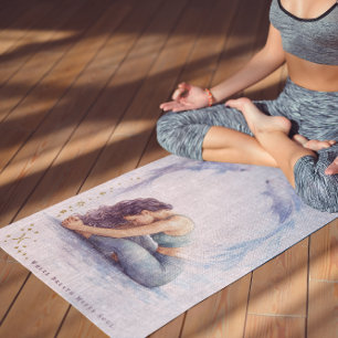 Personalised Illustrated Pisces Zodiac Quote Yoga Mat