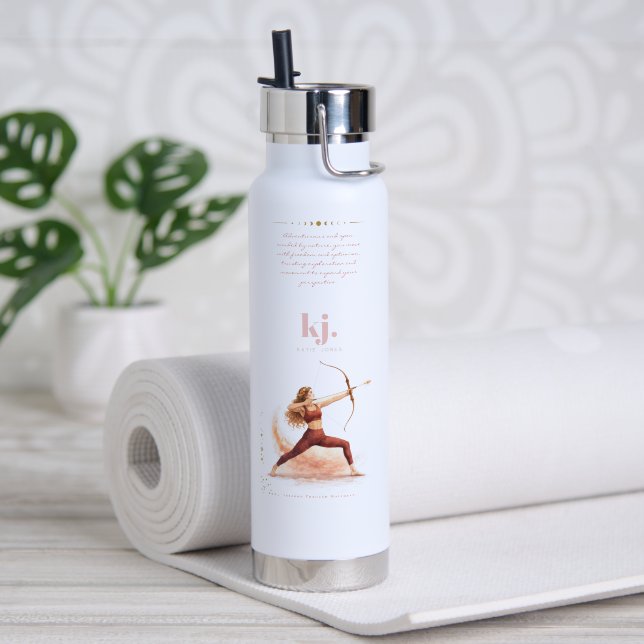 Personalised Illustrated Sagittarius Zodiac Quote Water Bottle (Yoga (Rotated))