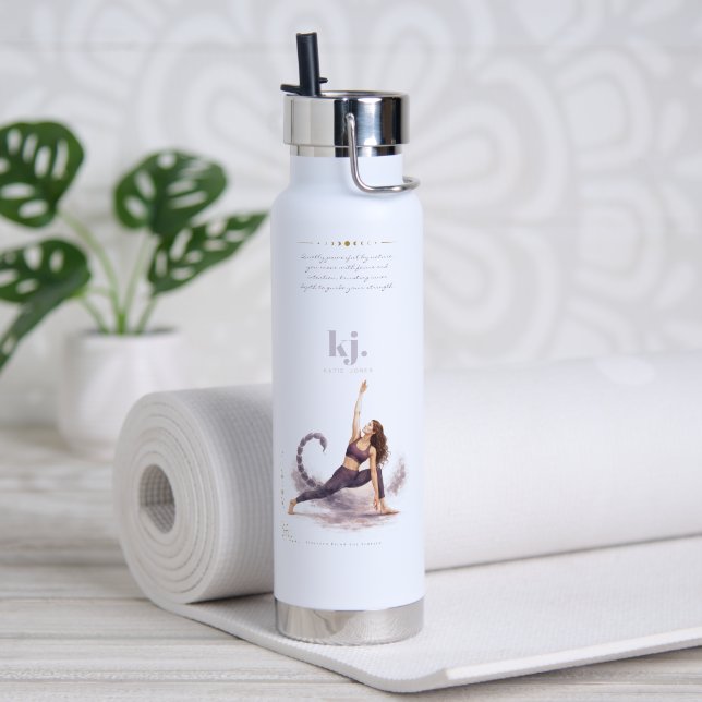 Personalised Illustrated Scorpio Zodiac Quote Water Bottle (Yoga (Rotated))