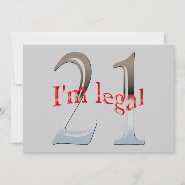 Personalised I'm Legal Funny 21st Birthday Party Invitation (Front)