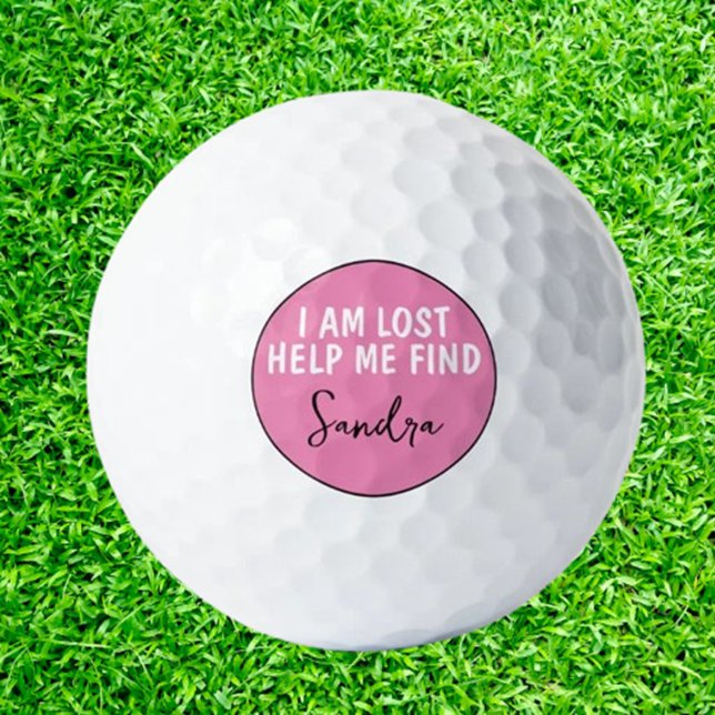 Personalised I'm Lost theme Pink Golf Balls (Check out our stylish golf ball, perfect for birthdays or surprising your golf-loving friend)