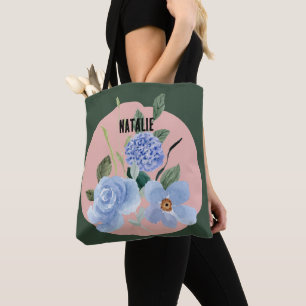 Personalised image and name Cute watercolor floral Tote Bag