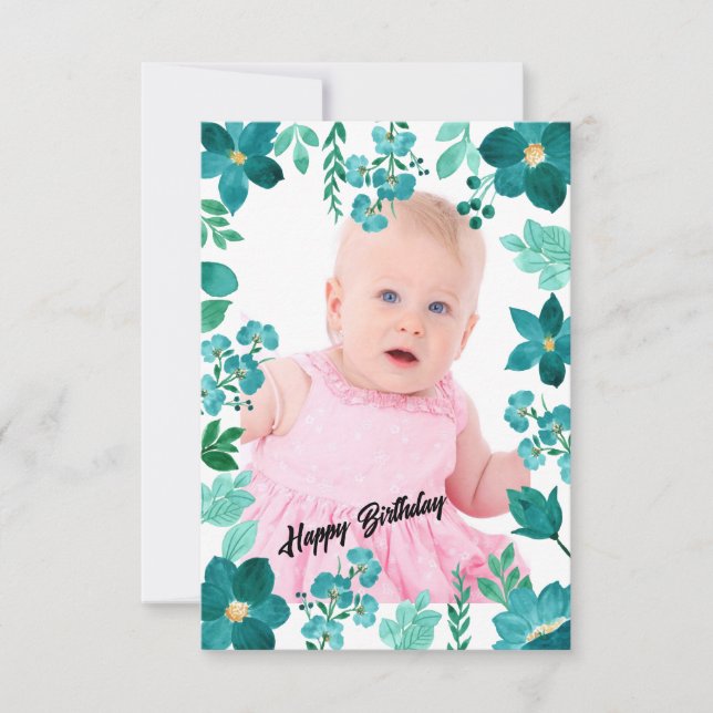 Personalised image and Text Happy Birthday Card  (Front)