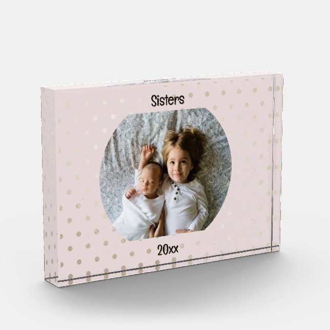 Personalised Image Two Lines Text Custom Photo Block (Left)